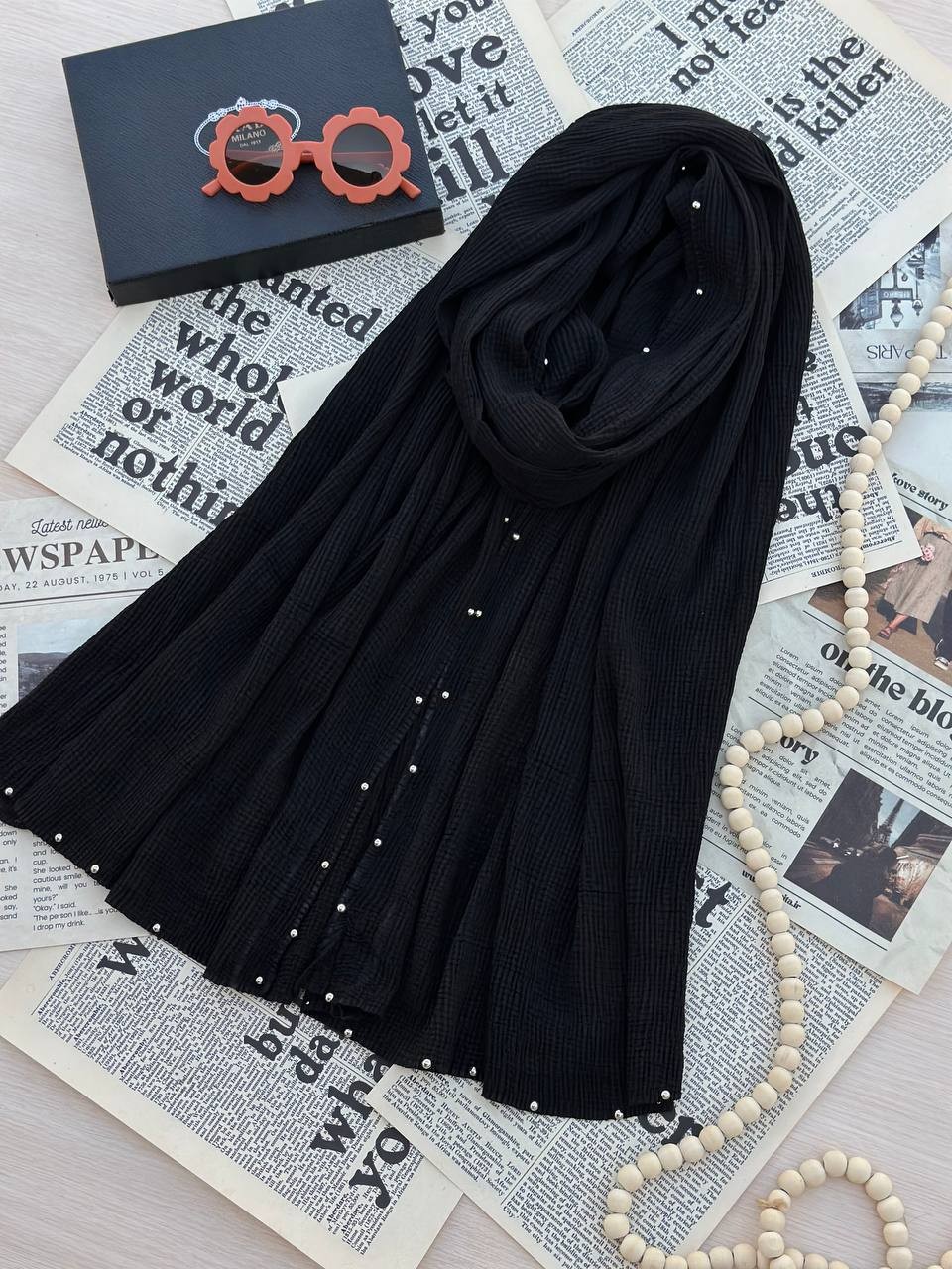 0166_شال مشکی مروارید