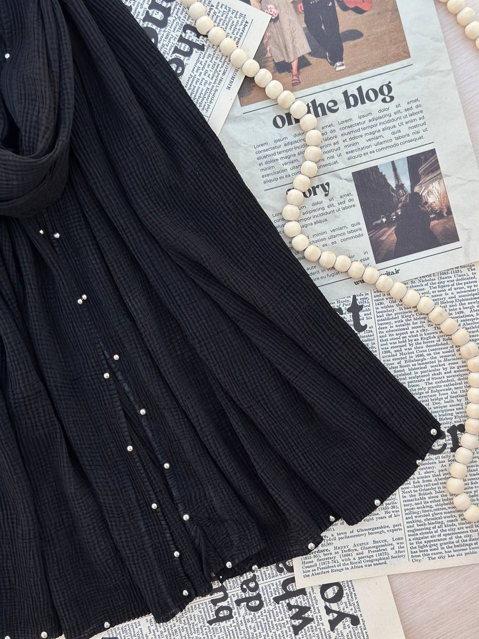 0166_شال مشکی مروارید