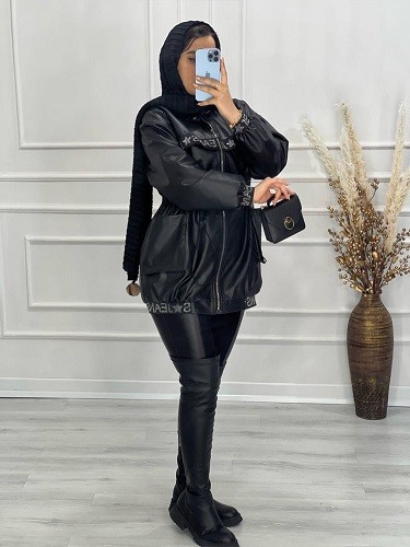 0481- کاپشن چرم آستردار ژیوا