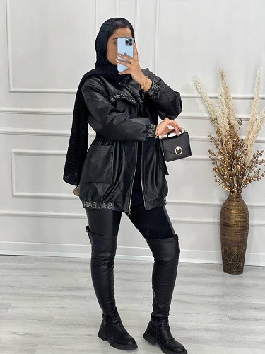 0481- کاپشن چرم آستردار ژیوا