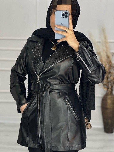 0485- پالتو چرم پیرسینگی شارلوت