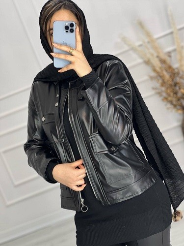 0495-کت چرم کوتاه