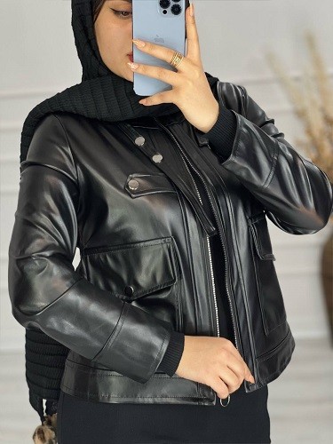 0495-کت چرم کوتاه