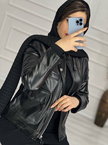 0495-کت چرم کوتاه