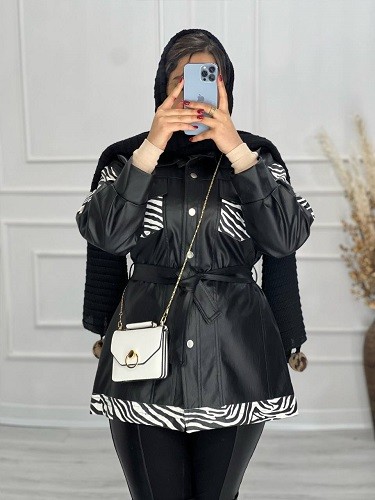 0528- پالتو چرم آستردار زبرا