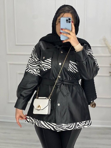 0528- پالتو چرم آستردار زبرا