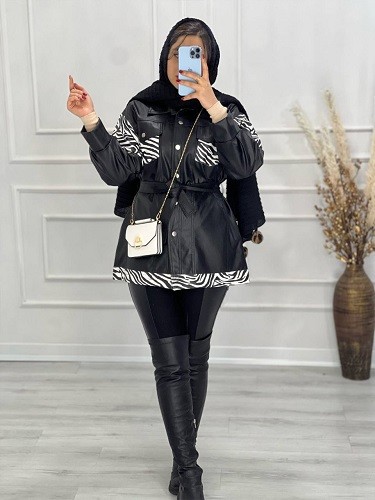 0528- پالتو چرم آستردار زبرا