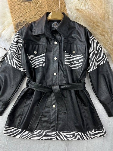 0528- پالتو چرم آستردار زبرا