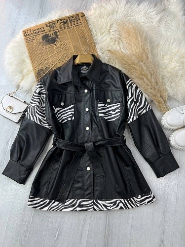 0528- پالتو چرم آستردار زبرا