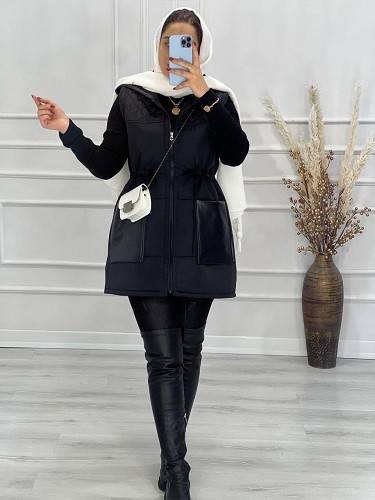 0557- پافر ترکیبی چرم