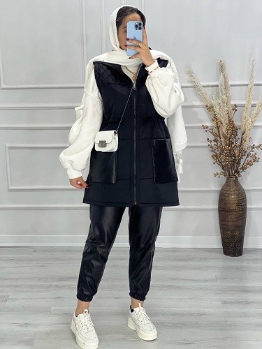 0557- پافر ترکیبی چرم