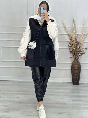 0557- پافر ترکیبی چرم