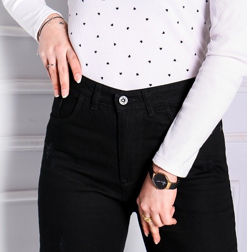 20340 - شلوارجین نیم بگ مشکی