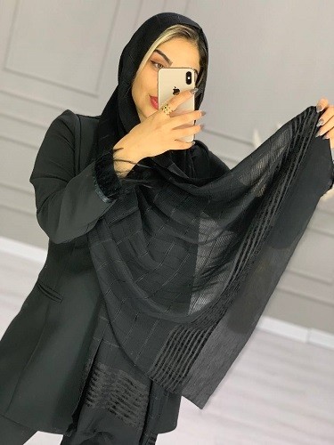 0053_شال مشکی طرح میکس