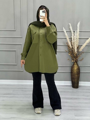 0678- مانتو لینن نیلان