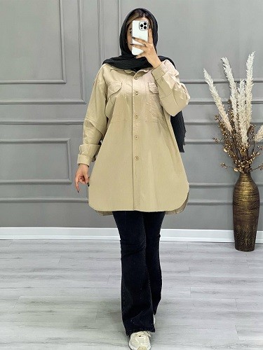 0678- مانتو لینن نیلان