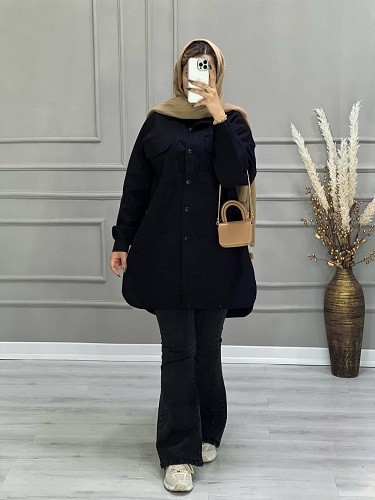 0681- مانتو لینن نیلان