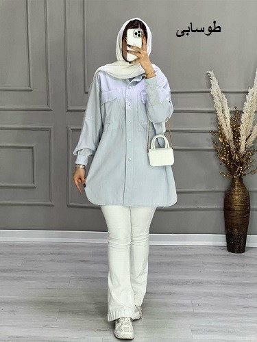 0681- مانتو لینن نیلان