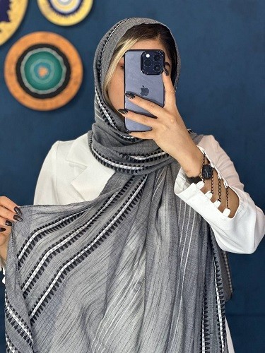 0073_شال لینن هندسی