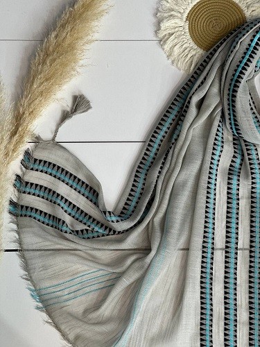 0073_شال لینن هندسی