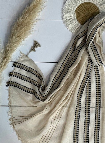 0073_شال لینن هندسی