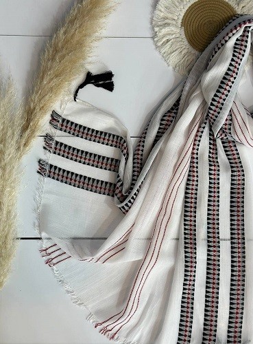 0073_شال لینن هندسی