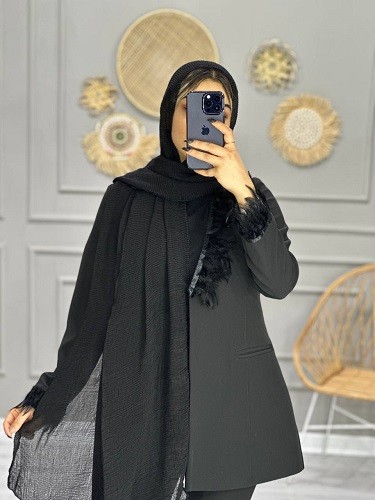 0096_شال مشکی فلورانس پلیسه
