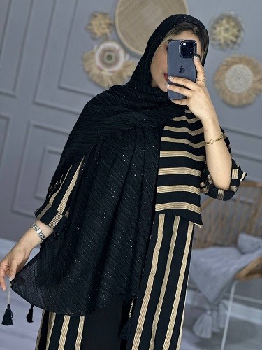 0119_شال مشکی اطلس