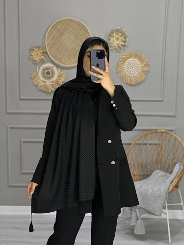 0121_شال مشکی شطرنجی