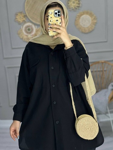 0727- مانتو لینن نیلان