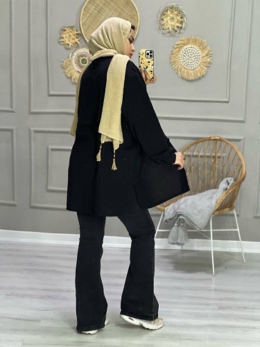 0727- مانتو لینن نیلان