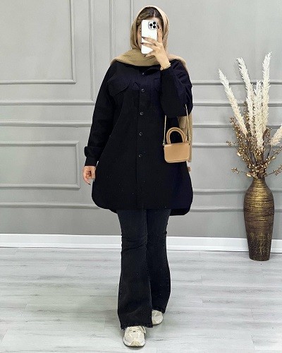 0727- مانتو لینن نیلان