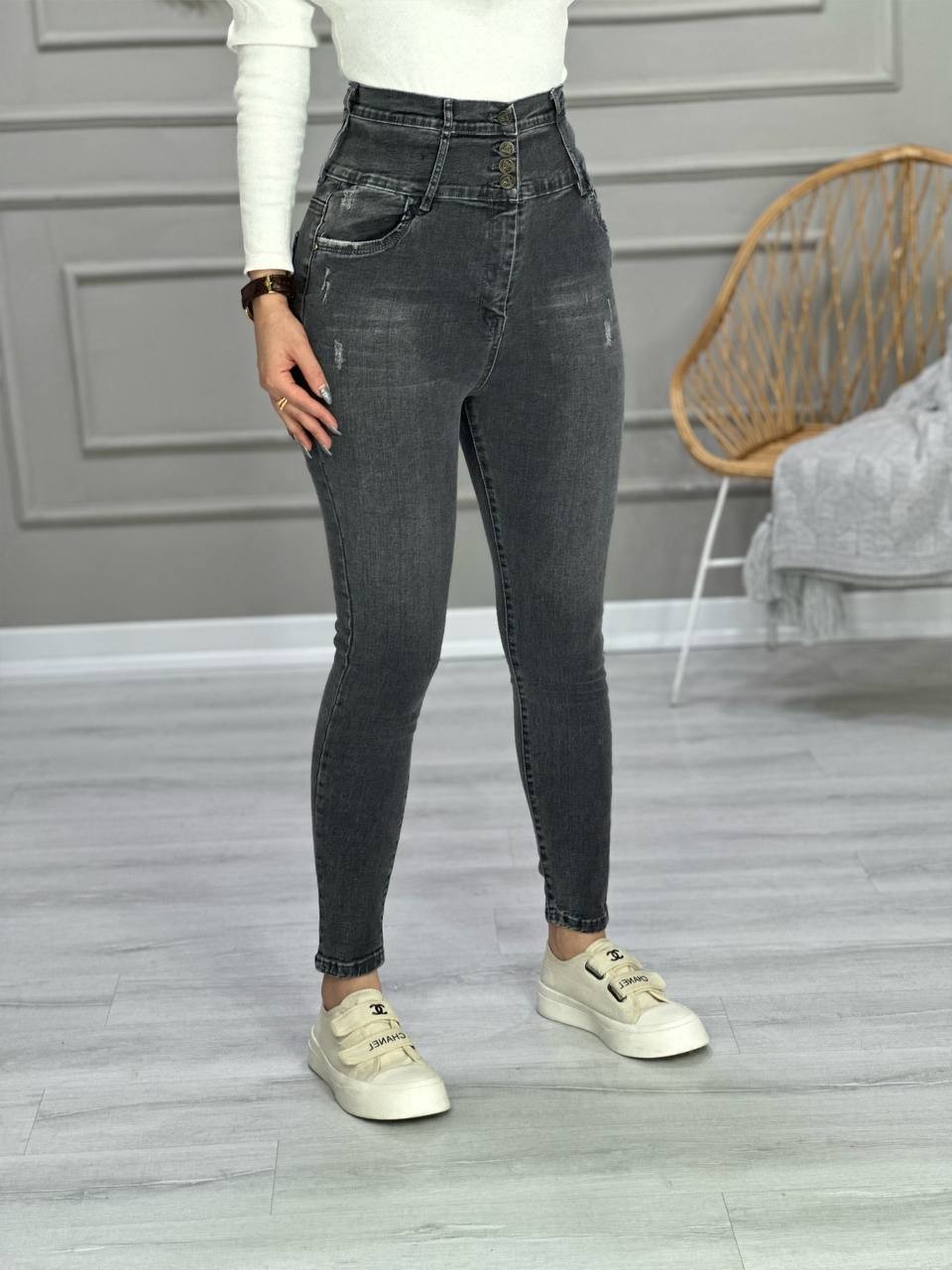 307- شلوارجین گندار طوسی