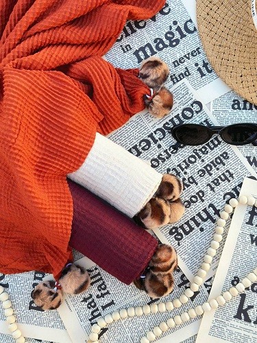 0172_شال منگوله پلنگی