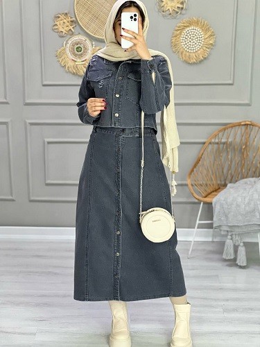 0860-ست کراپ دامن جین