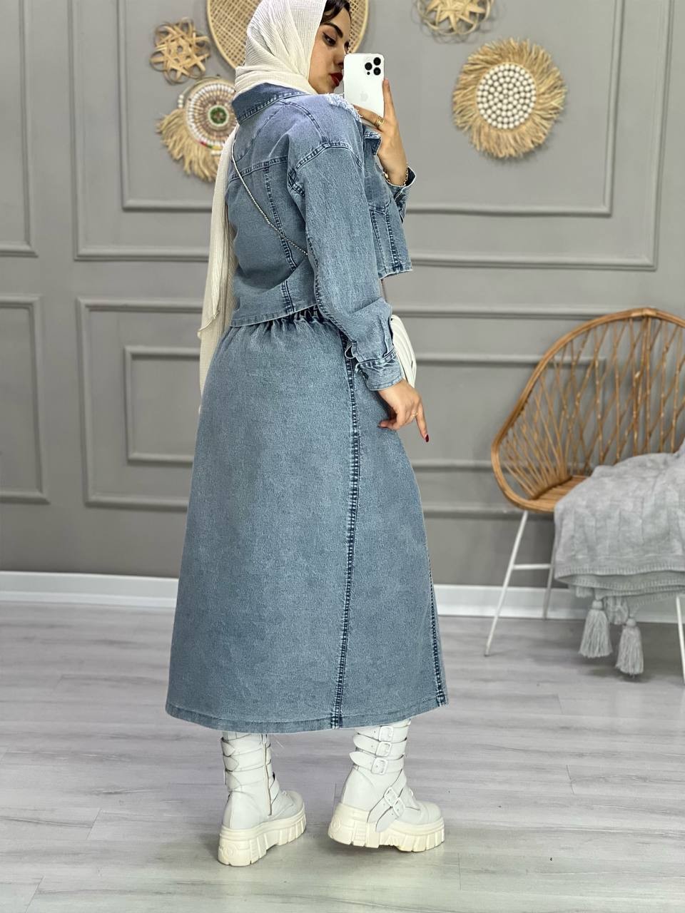 0860-ست کراپ دامن جین