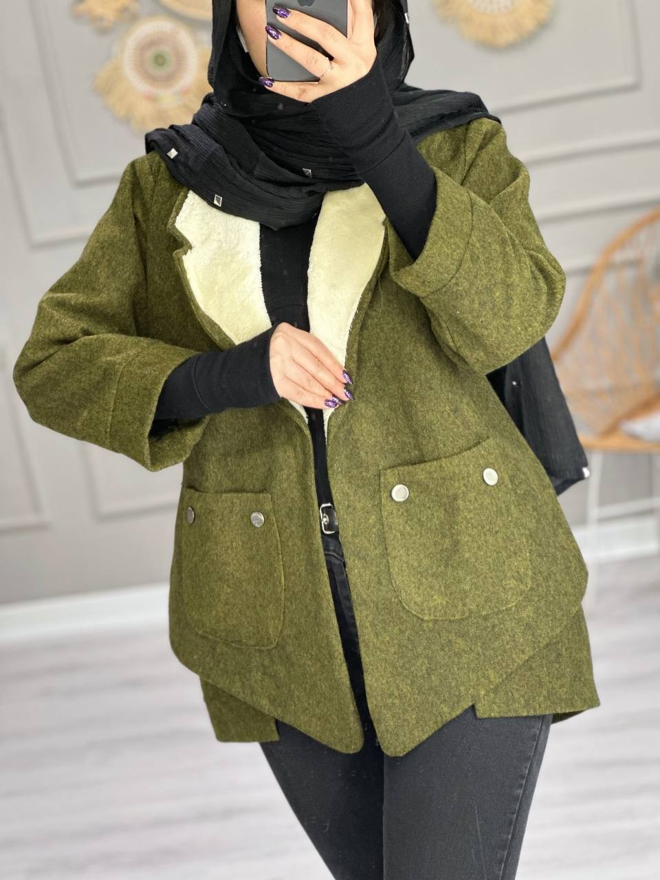 1030- فوتر یقه خز نوتلا