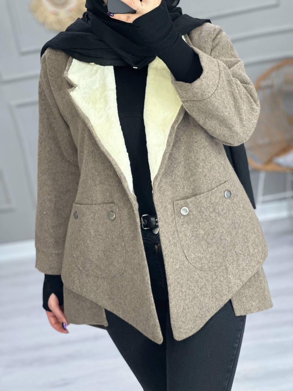 1030- فوتر یقه خز نوتلا