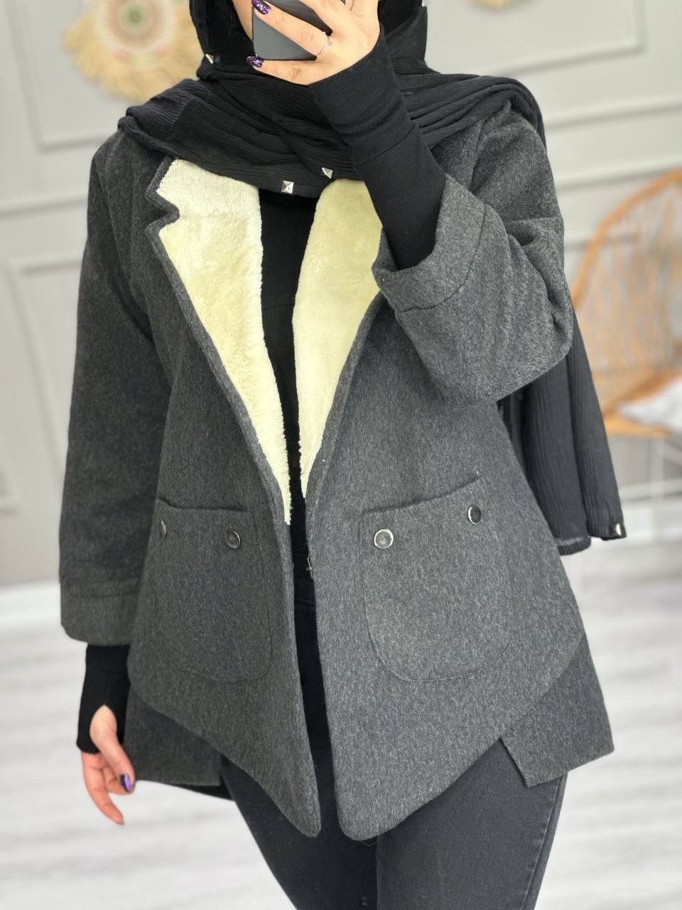 1030- فوتر یقه خز نوتلا