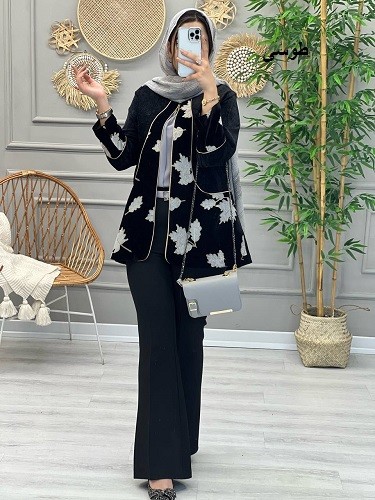 1065-مانتو مزونی مخمل جیران