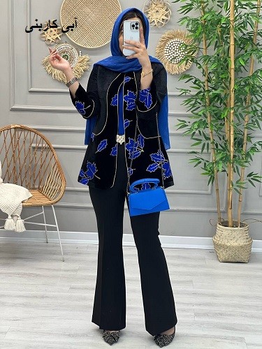 1065-مانتو مزونی مخمل جیران