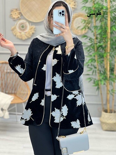 1065-مانتو مزونی مخمل جیران