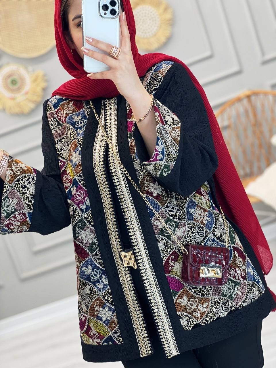 1082-مانتو مزونی سوزن دوزی