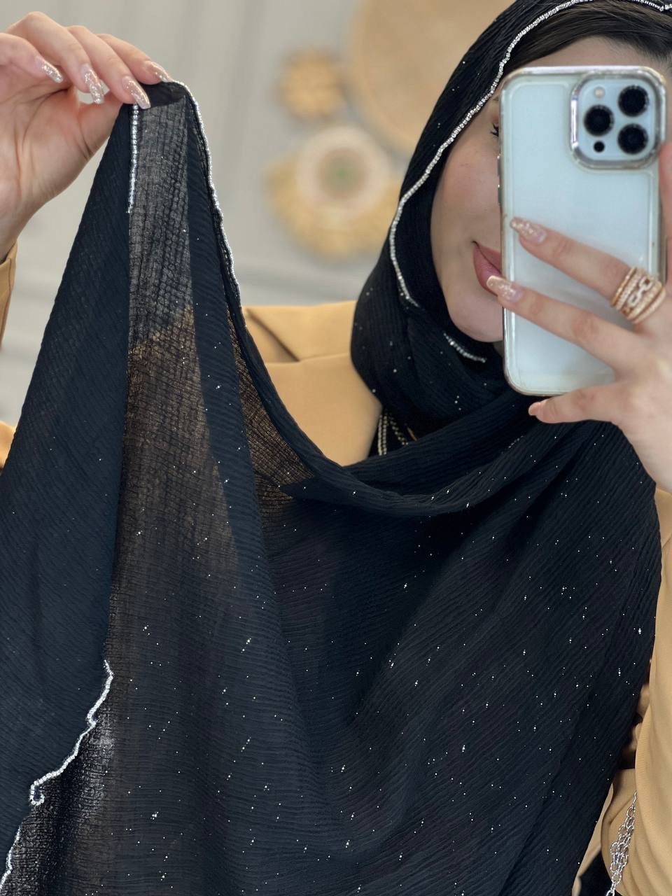 0215-شال مشکی پرنسا