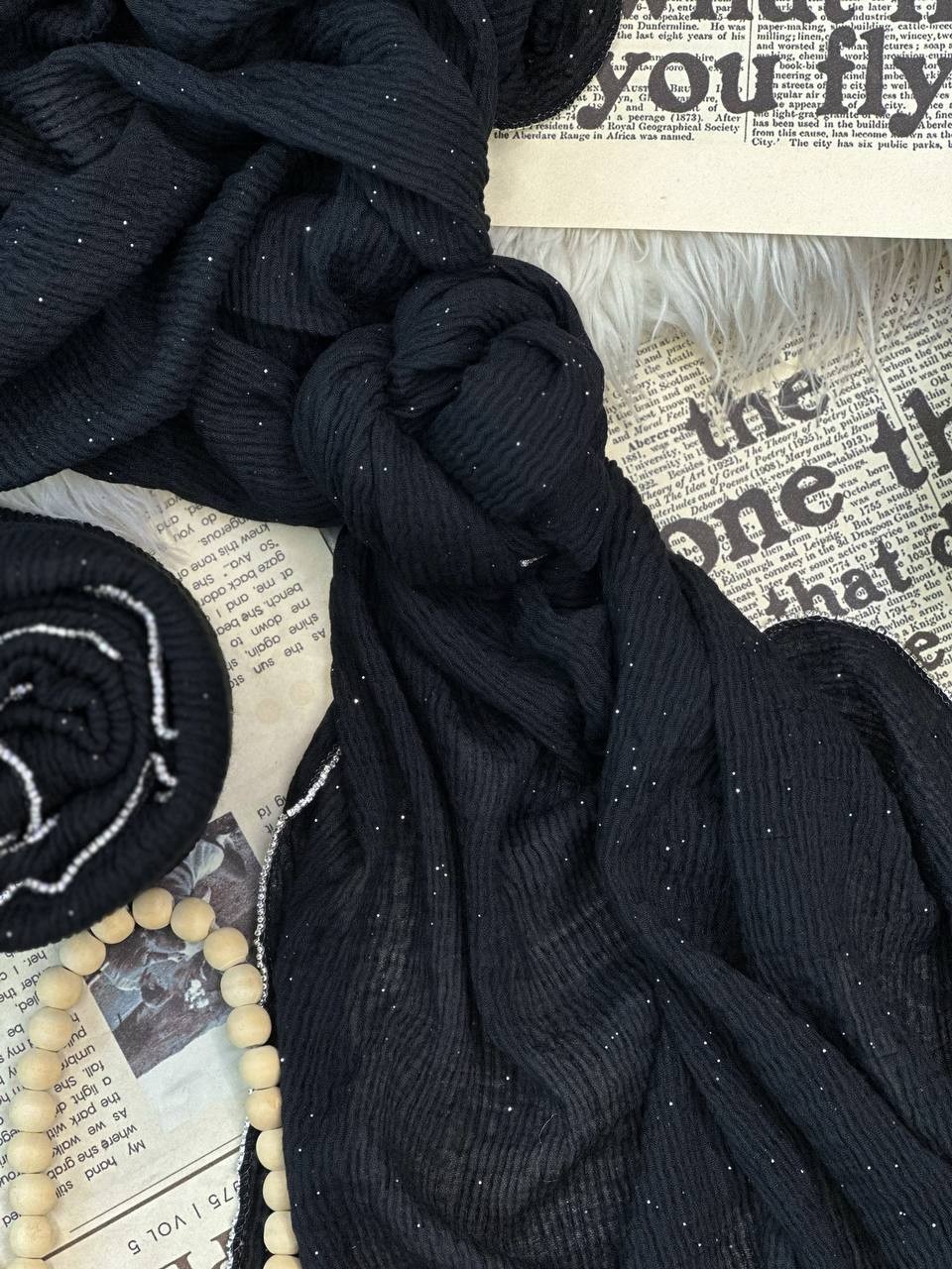 0215-شال مشکی پرنسا