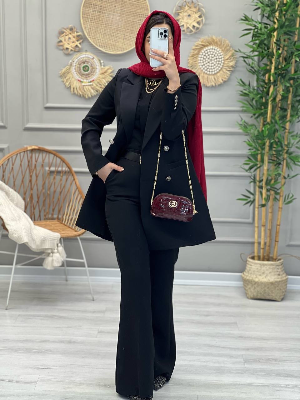 1087- کت و شلوار مزونی اطلس