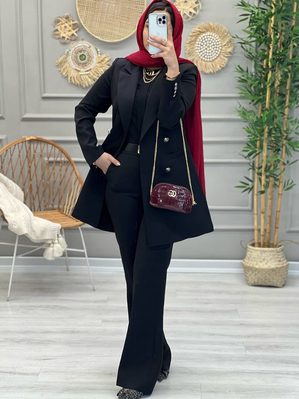 1087- کت و شلوار مزونی اطلس