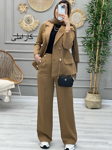 1124- کت و شلوار دکمه طلایی