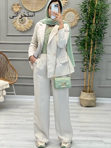 1124- کت و شلوار دکمه طلایی