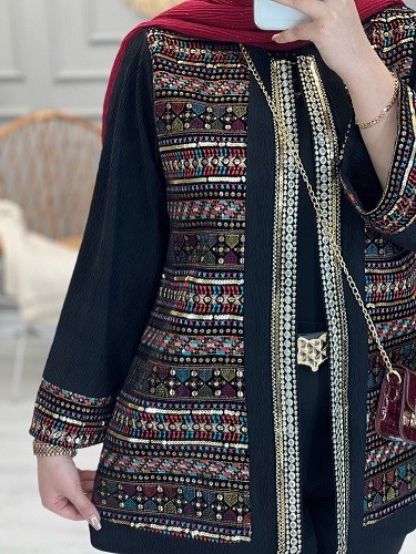 1129-مانتو مزونی سوزن دوزی برازنده